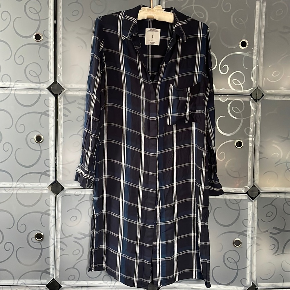 Zara Woman Premium Denim Collection Plaid Dress Size S